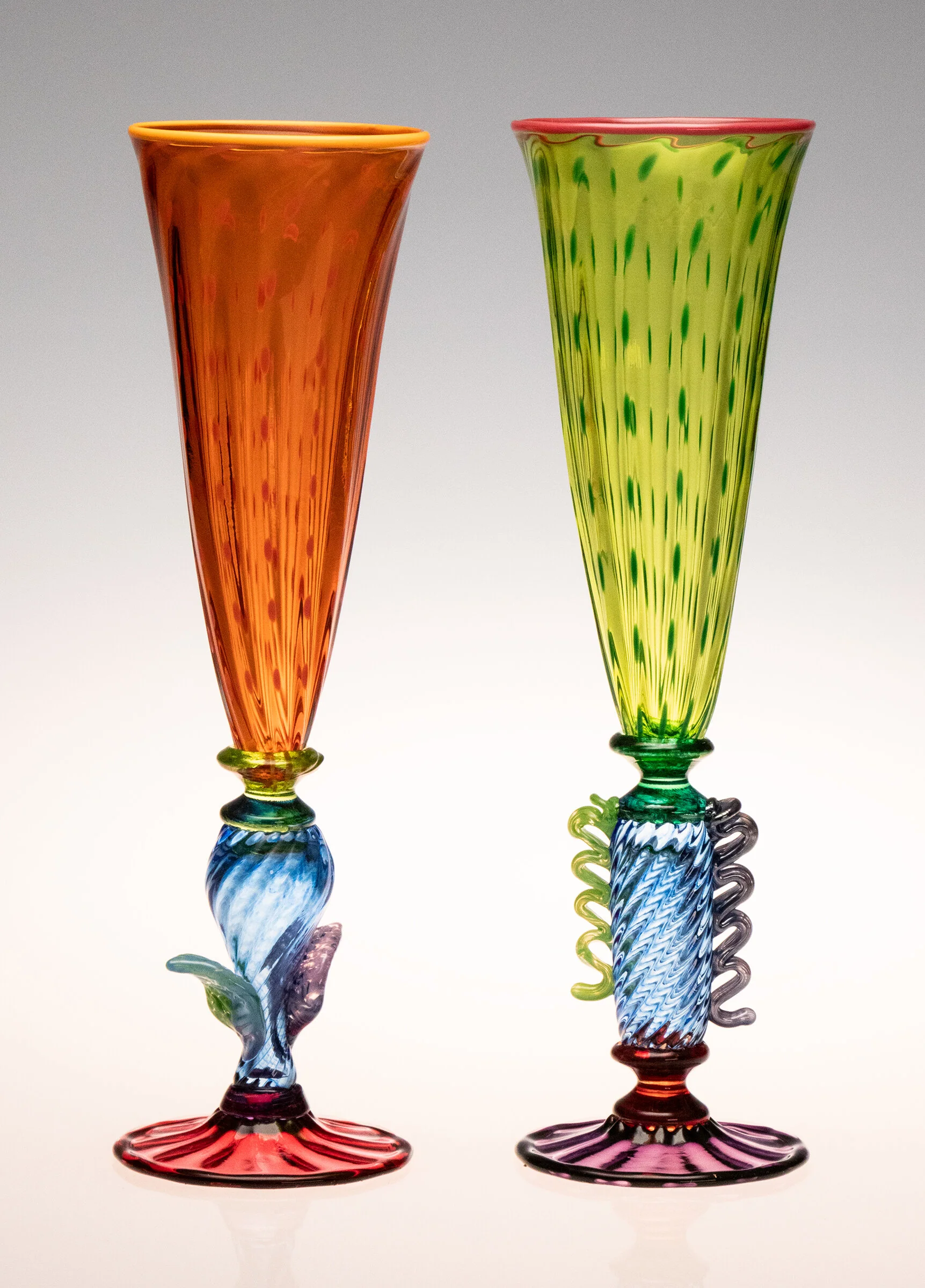 Tutti Frutti Champagne Flutes Pair in Apricot & Citron
