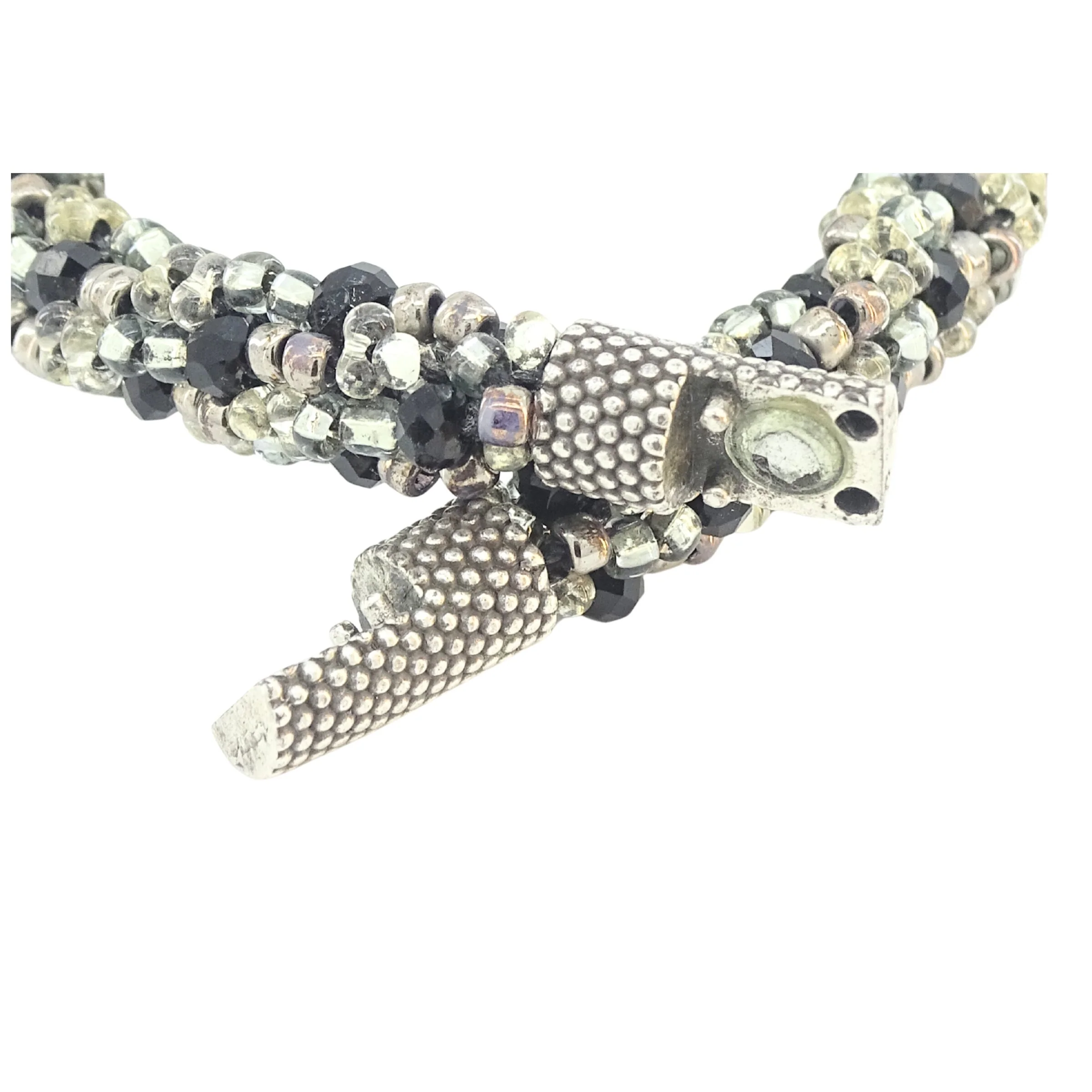 Twist of Silver & Black Kumihimo Bracelet - Image 2
