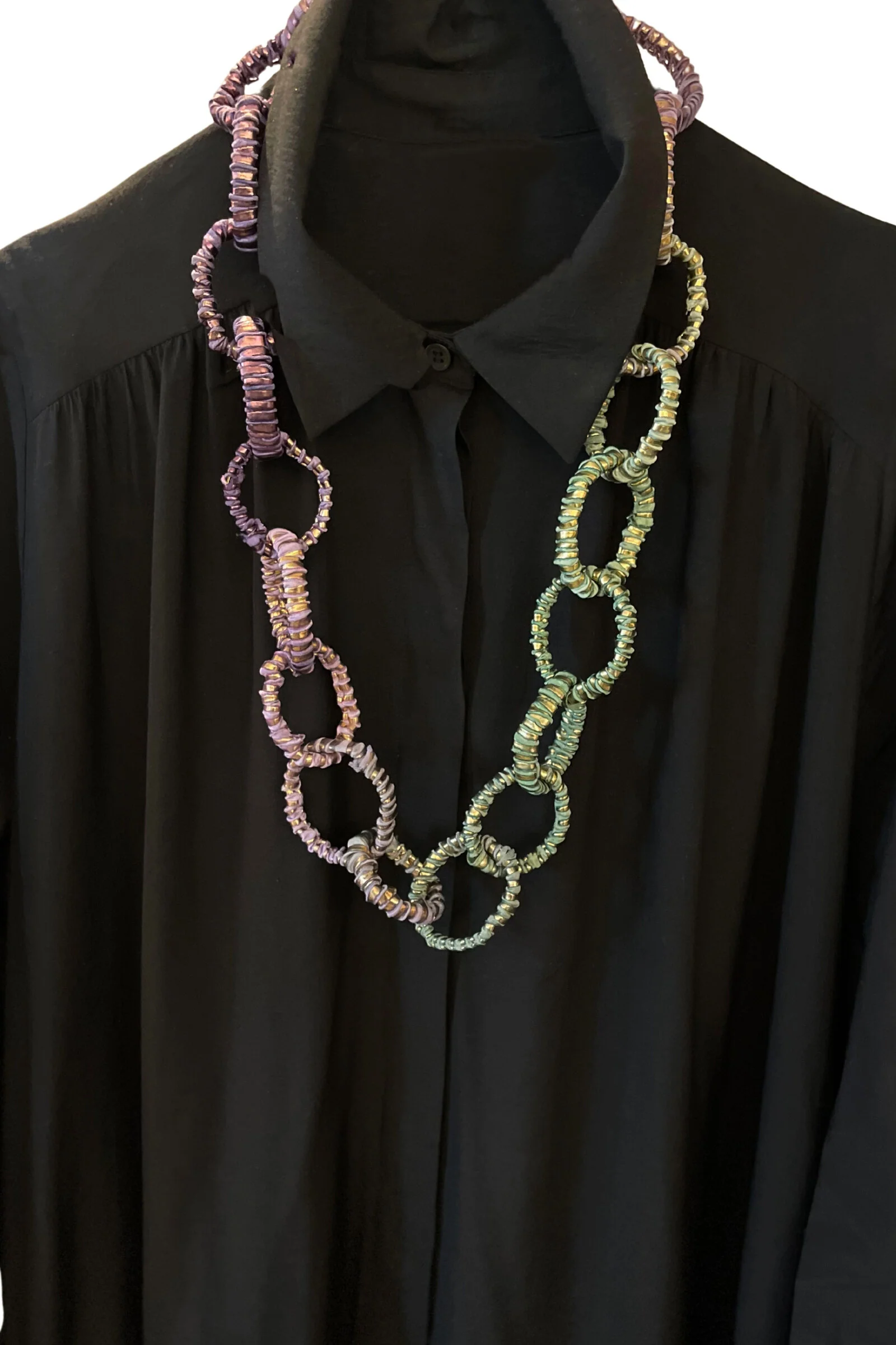 Two-Tone Gold Print Chain Necklace - Image 2