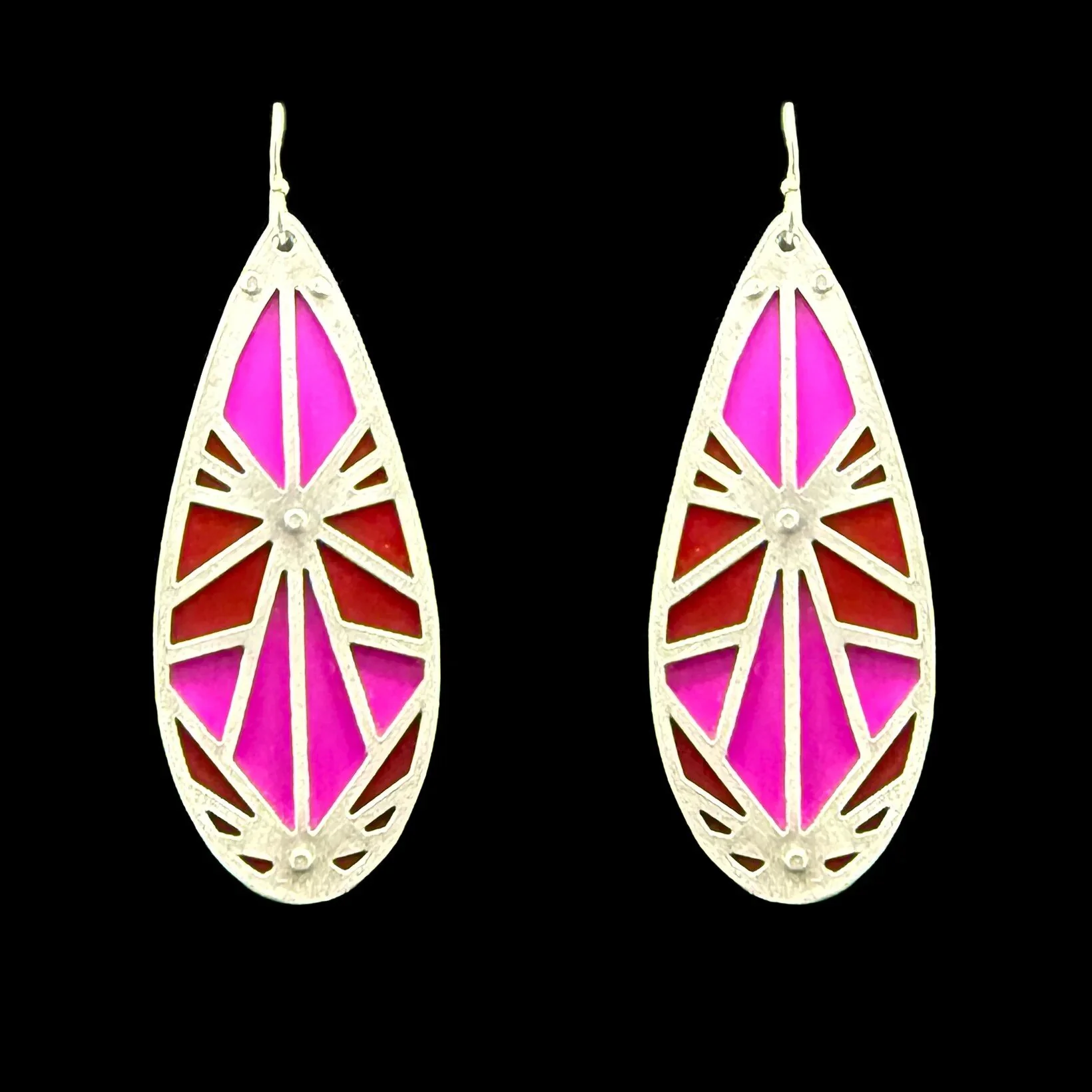 Two-Tone Origami Earrings - Pink/Red