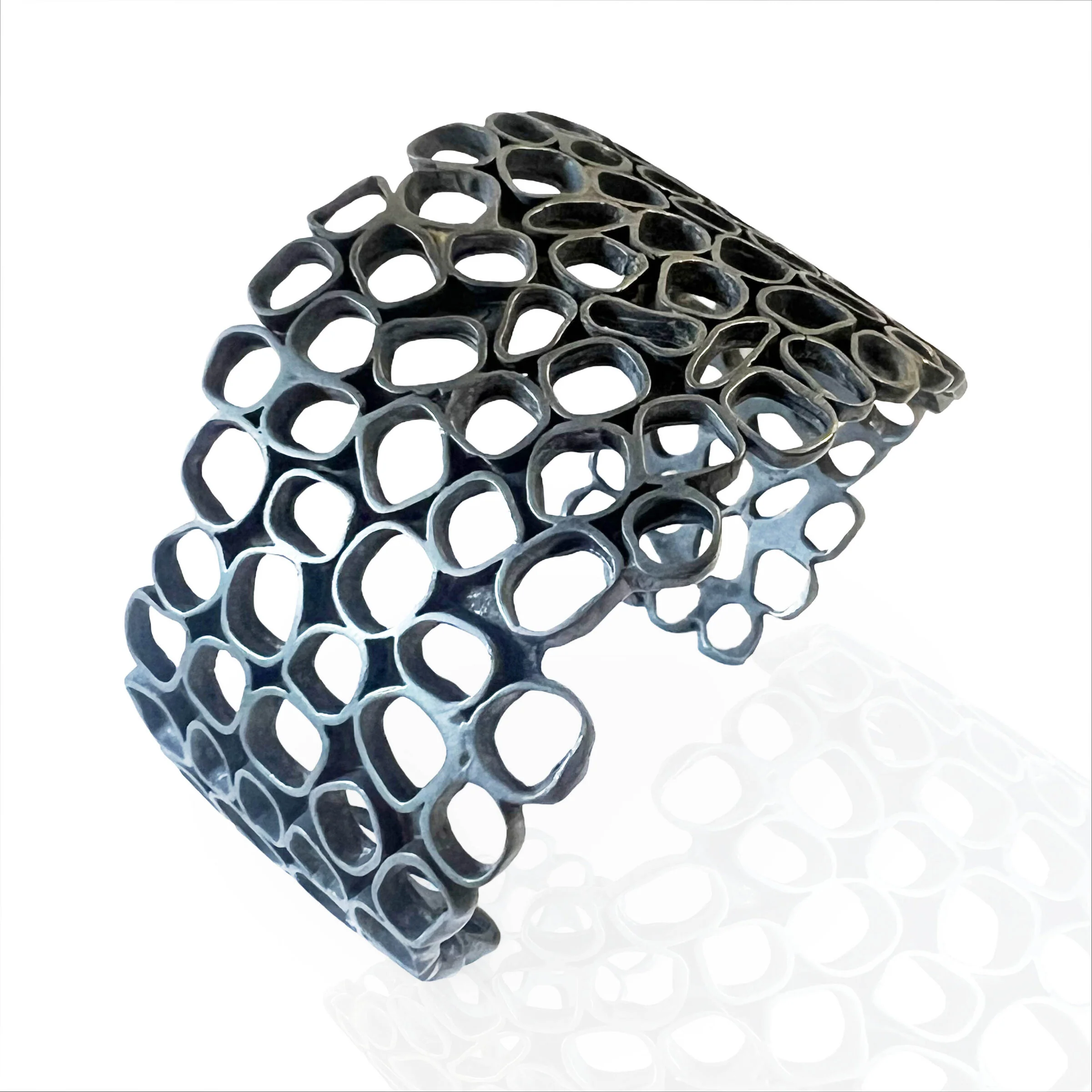 Urban Beehive Cuff - Oxidized Silver