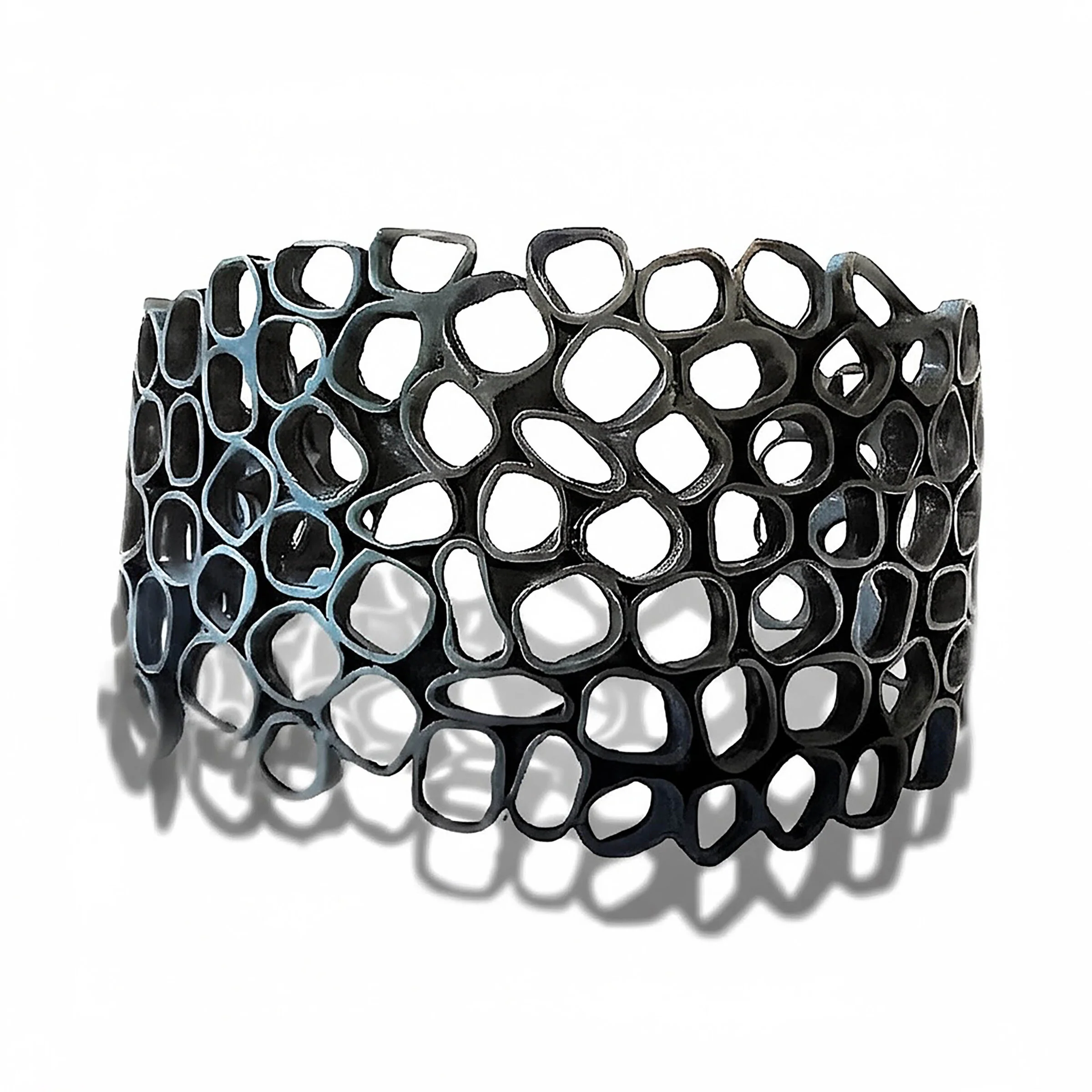 Urban Beehive Cuff - Oxidized Silver - Image 2