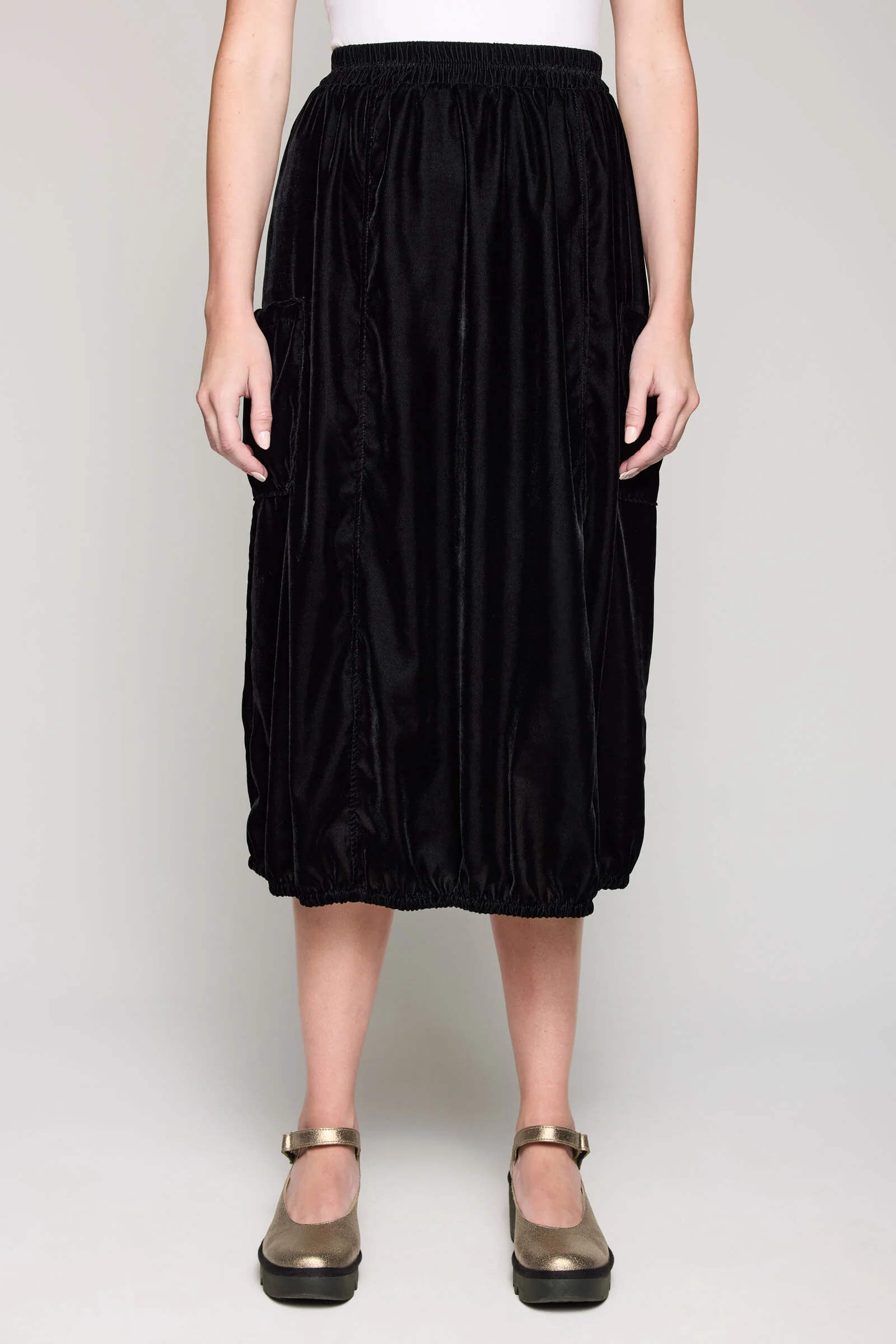 Velvet Cargo Skirt - Black