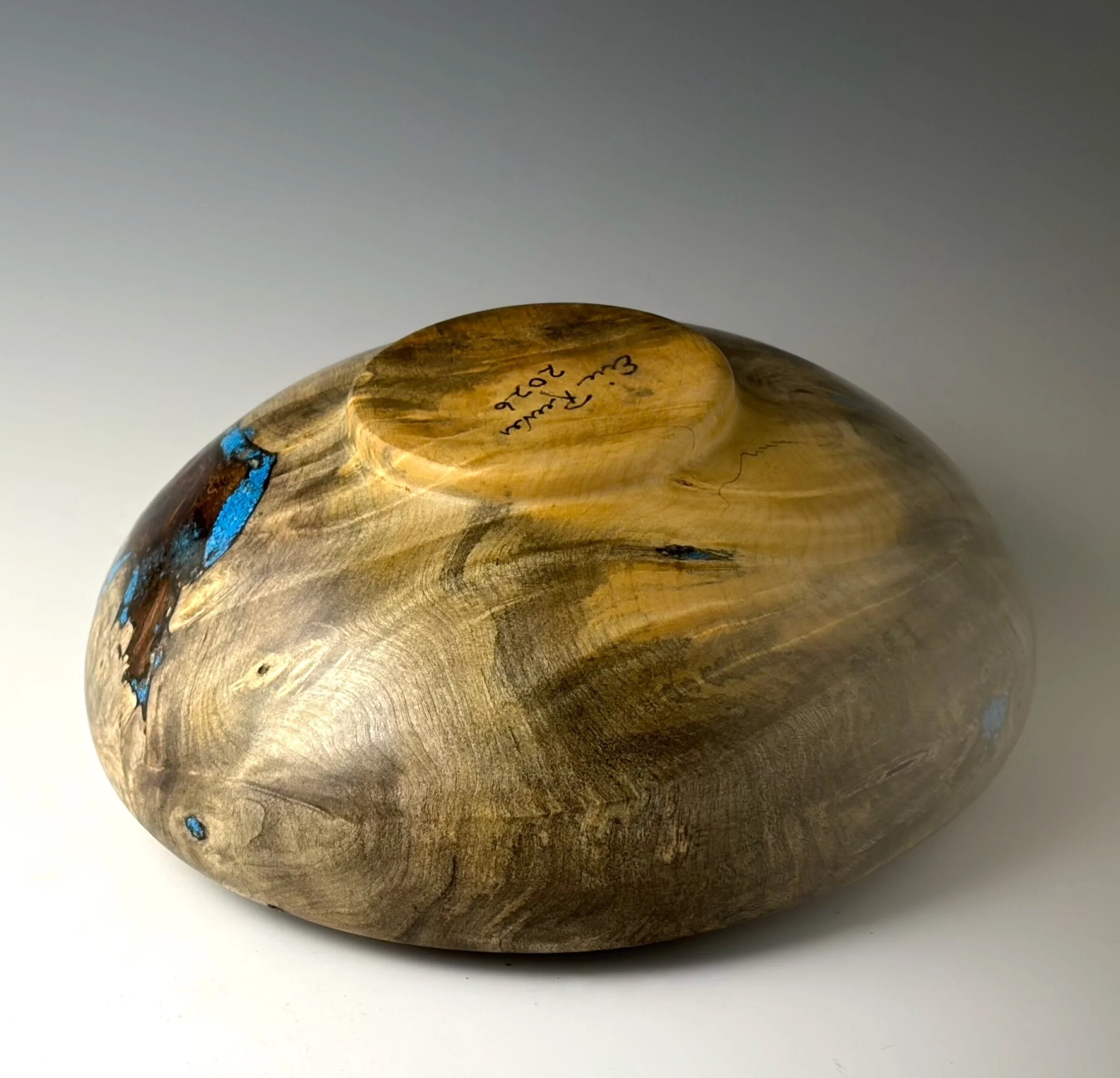 Vessel Turned from Buckeye Burl, African Blackwood Inlay - Image 2