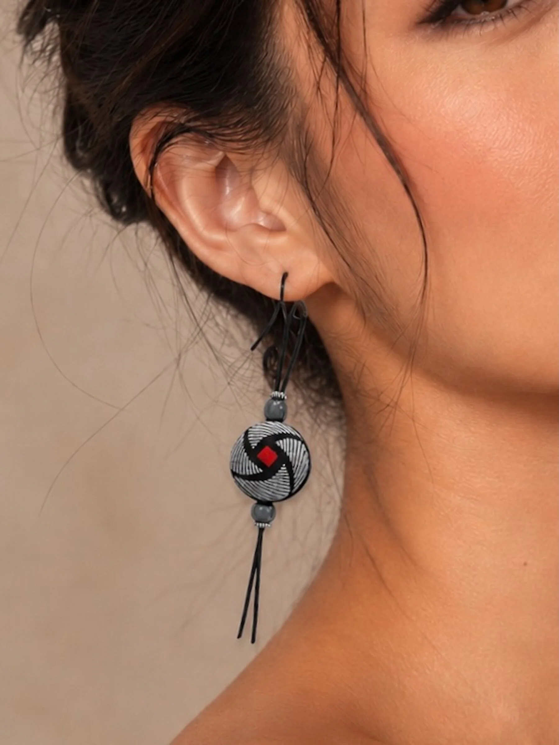 Vintage Italian Silk Spiral Earrings - Image 2