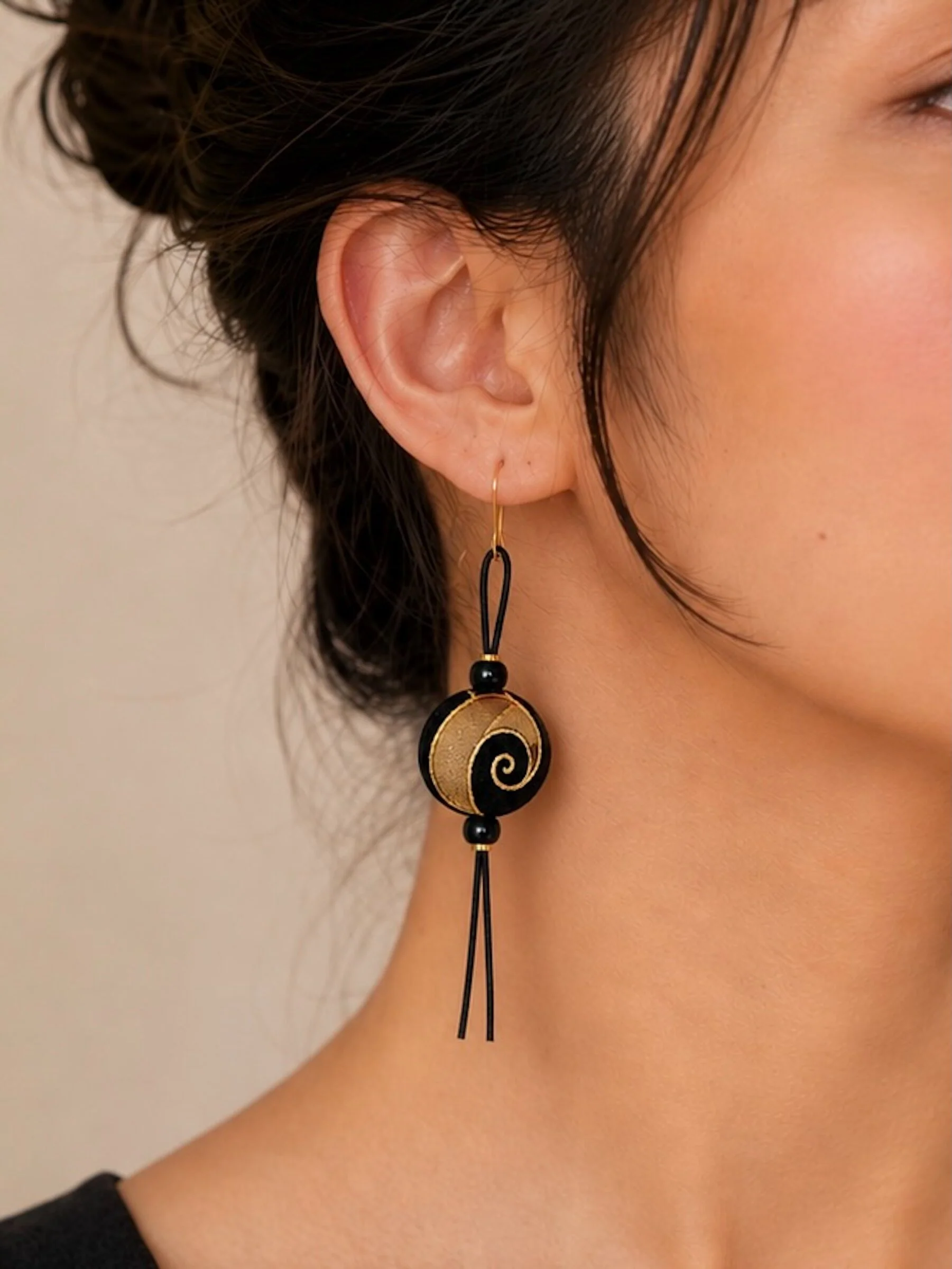 Vintage Italian Silk Swirl Earrings - Image 2