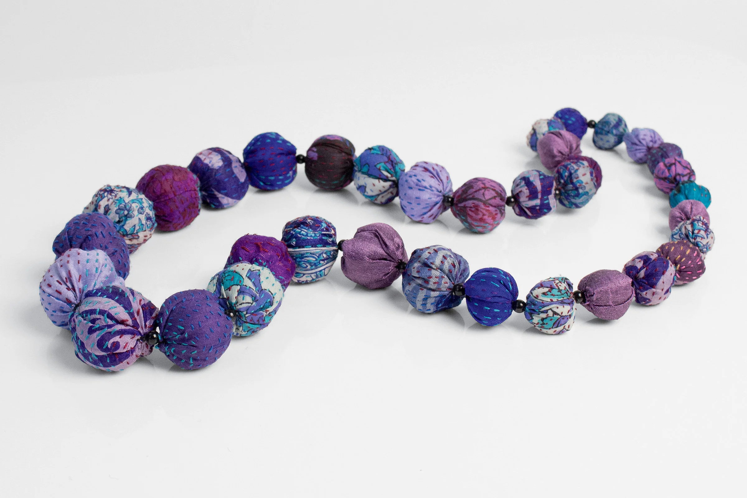 Vintage Silk Necklace in Purple