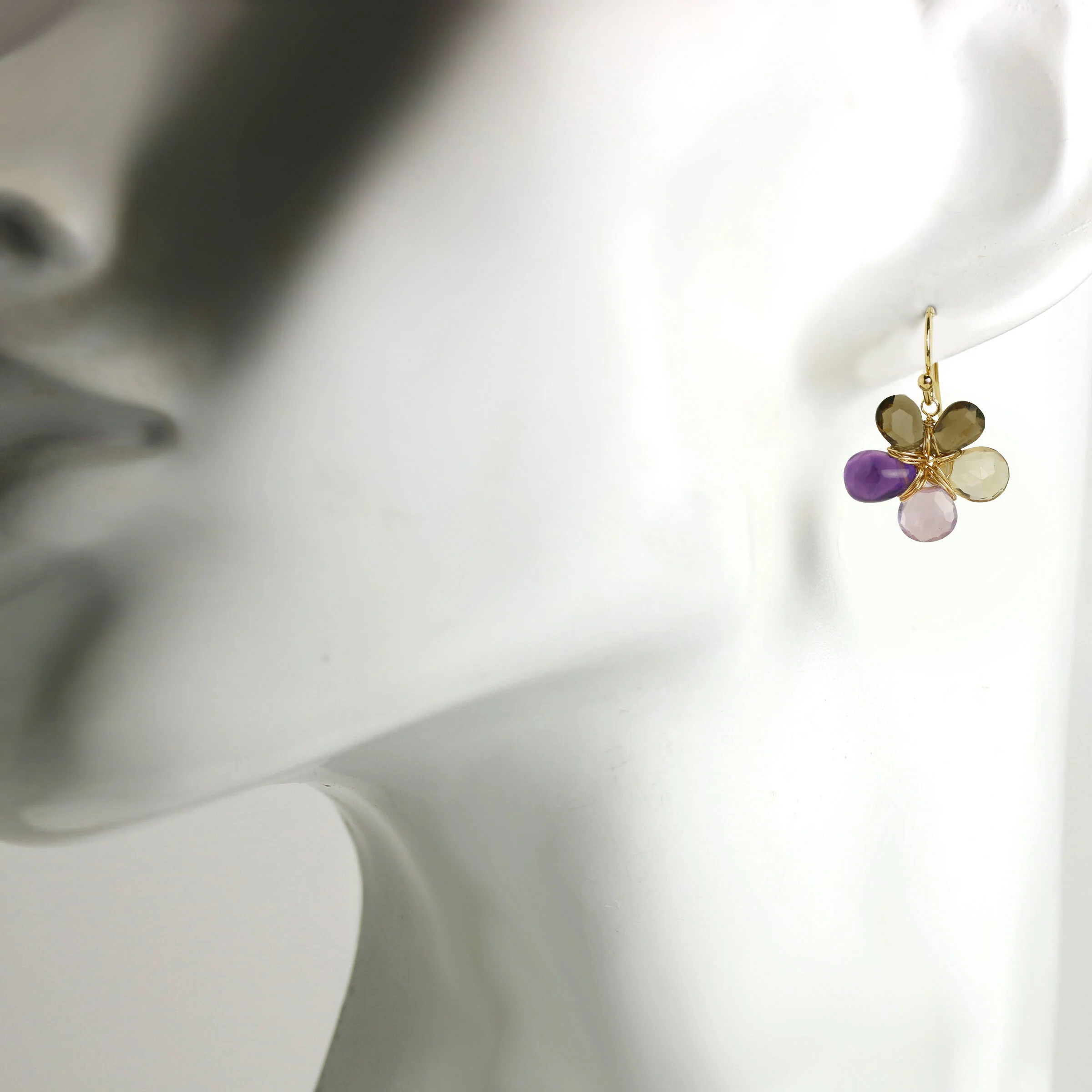 Violets & Chocolate Flower Earrings - Image 2