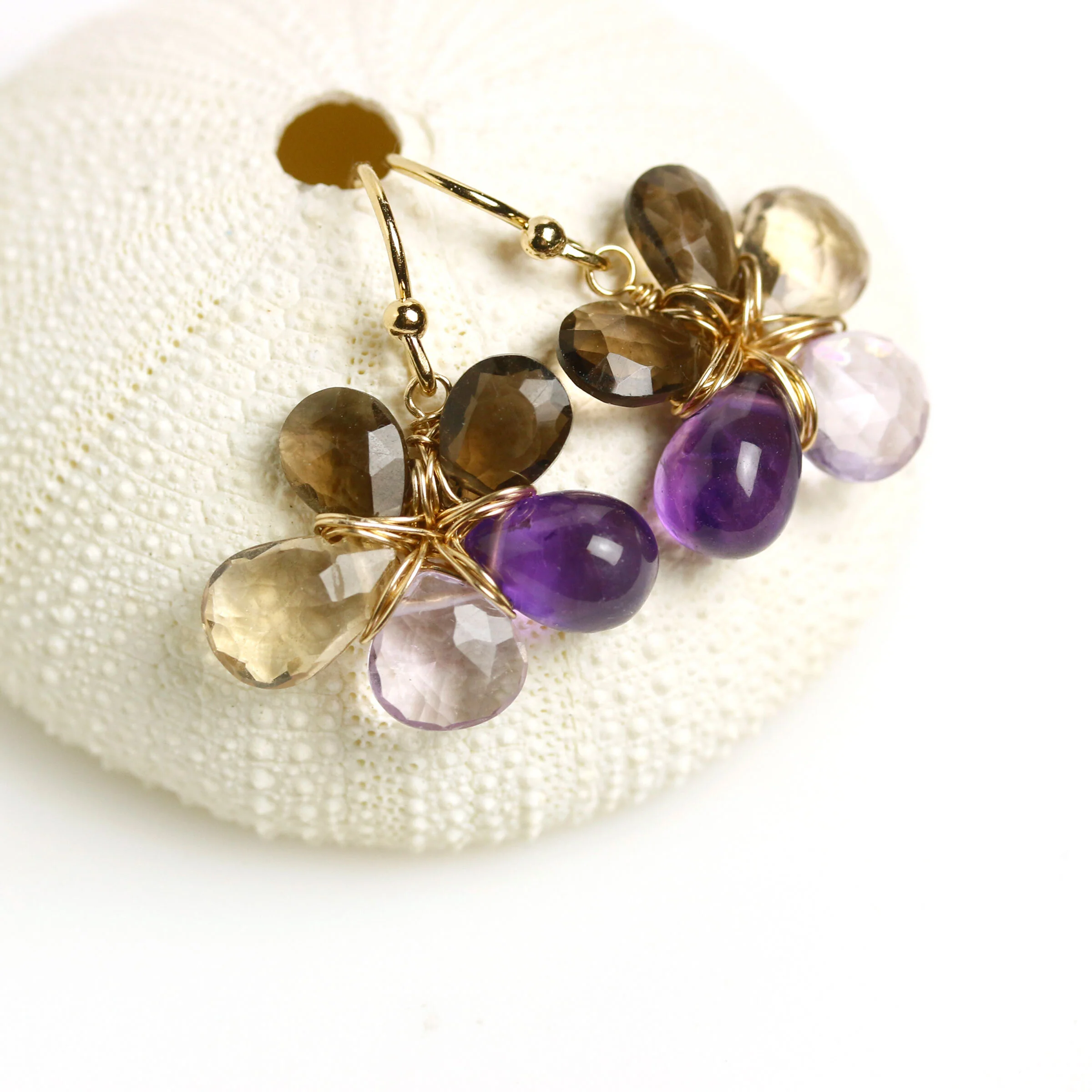 Violets & Chocolate Flower Earrings - Image 4