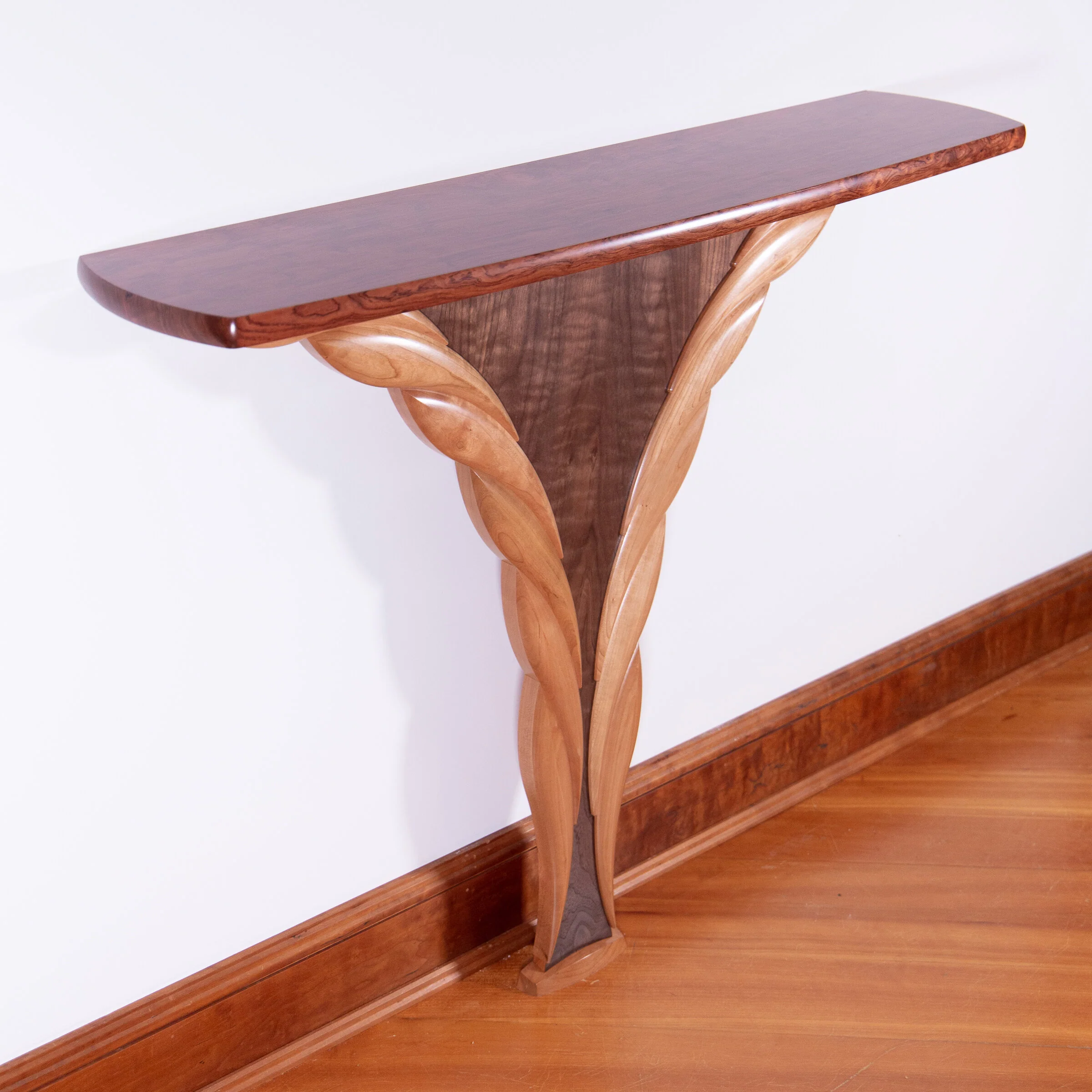 Walnut and Bubinga Wings Hall Table - Image 2