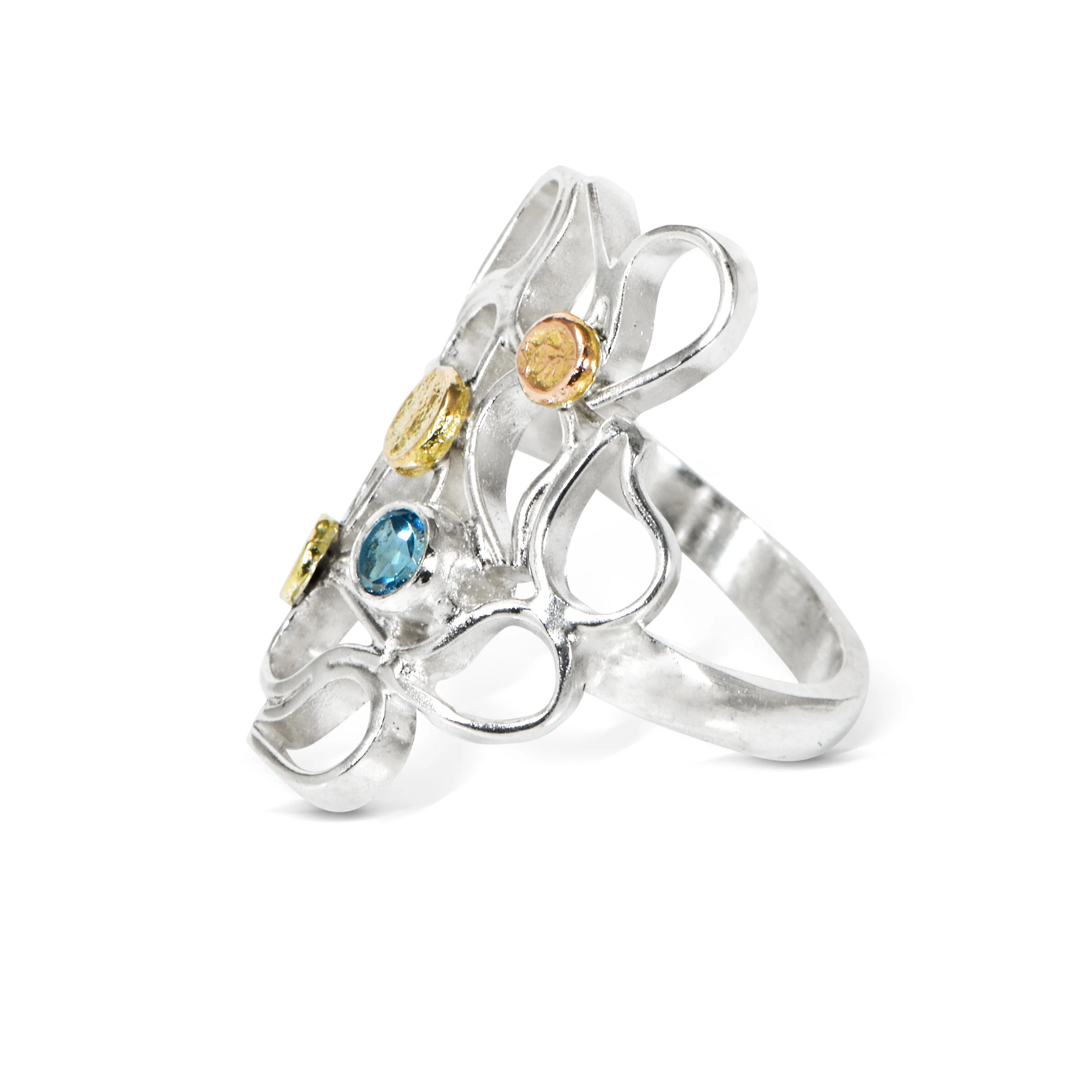 Whirlpool Plunge Ring - Blue Topaz