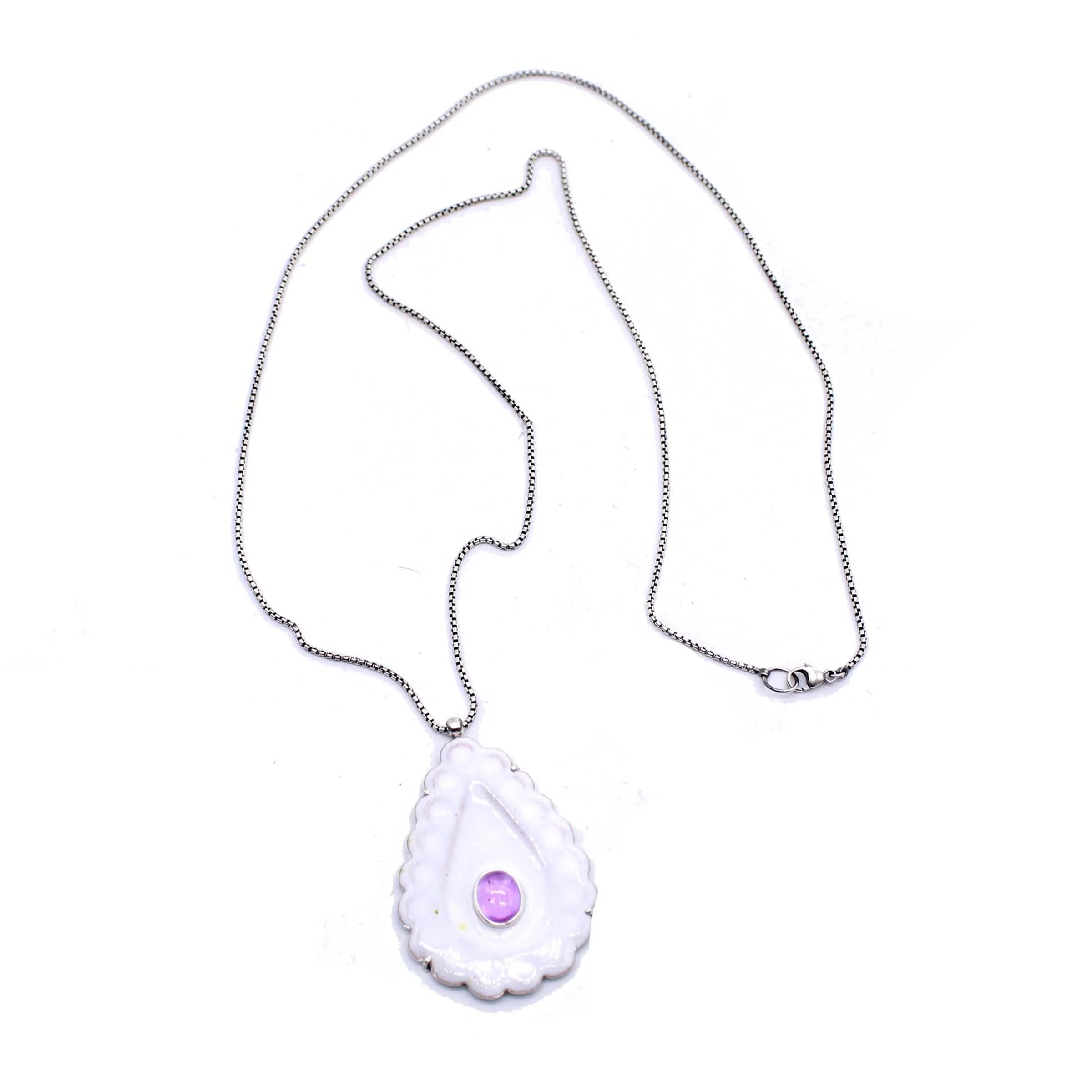 White & Pink Enamel Pendant - Image 2