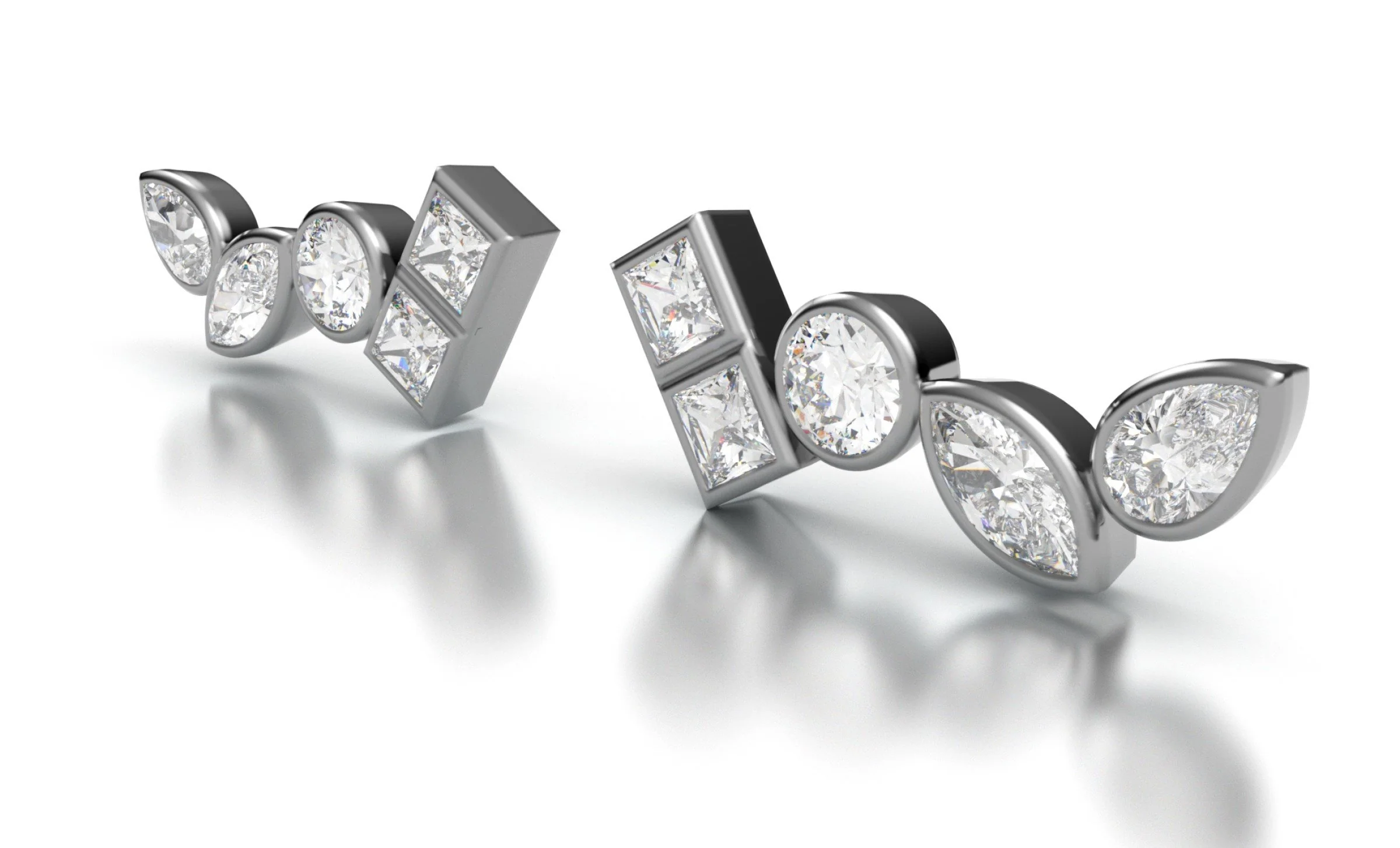 White Sapphire Line Earrings - Image 2